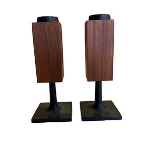 Random Industries Candleholder Danish teak and cast iron‎ MCM vintage